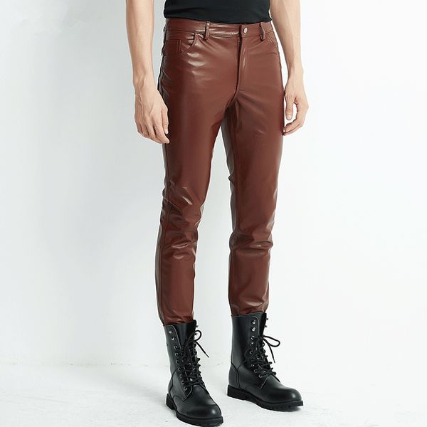 genuine leather pants men real cow skin cowhide korean skinny tight motorcycle biker male trousers spring autumn pencil pants, Black 
genuine leather pants men real cow skin cowhide korean skinny tight motorcycle biker male trousers spring autumn pencil pants, Black