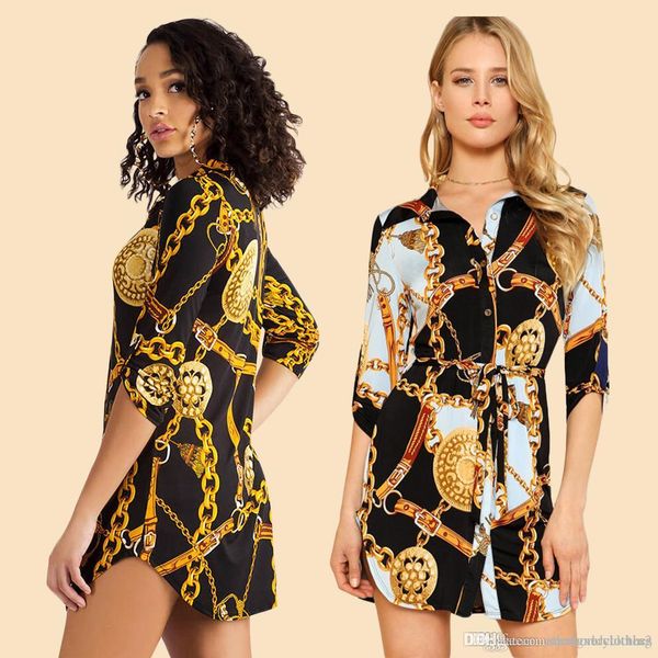 spring autumn new designer shirt dress women female casual shirt chain design printed mini dresses, Black;gray
spring autumn new designer shirt dress women female casual shirt chain design printed mini dresses, Black;gray