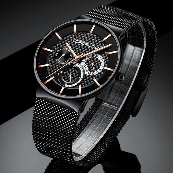 crrju men's watches quartz multi-function chronograph wristwatch stainless steel sport mesh belt men's watch relojes para hombre, Slivery;brown
crrju men's watches quartz multi-function chronograph wristwatch stainless steel sport mesh belt men's watch relojes para hombre, Slivery;brown