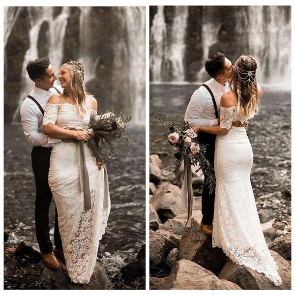 elegant off the shoulder 2 piece wedding dress lace applique fitted a line wedding dresses with sweep train classic bohemian wedding dress, White
elegant off the shoulder 2 piece wedding dress lace applique fitted a line wedding dresses with sweep train classic bohemian wedding dress, White