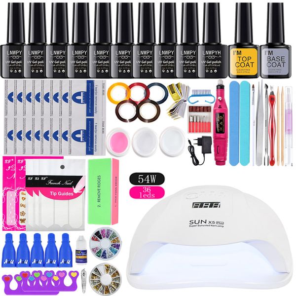 nail art manicure set 10 pieces nail polish base coate finish gel + 36w/48/54w lamp electric manicure handle for set
nail art manicure set 10 pieces nail polish base coate finish gel + 36w/48/54w lamp electric manicure handle for set