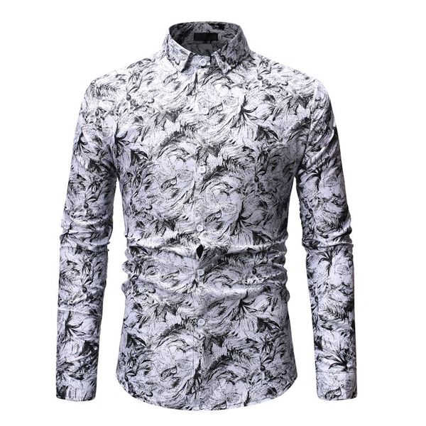 men's casual shirts fashion floral print slim fit dress shirt men 2021 spring long sleeve camisa masculina party social male xxxl, White;black
men's casual shirts fashion floral print slim fit dress shirt men 2021 spring long sleeve camisa masculina party social male xxxl, White;black