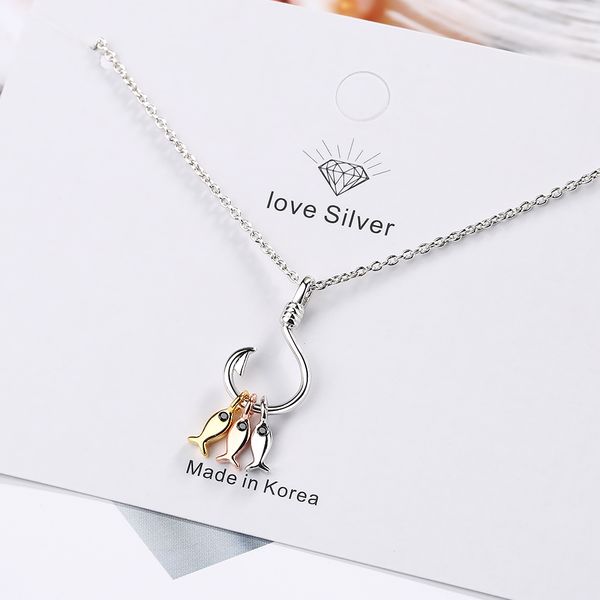 anenjery 925 sterling silver cute three small fish pendant necklace with fish hook charms jewelry for friend gift s-n376
anenjery 925 sterling silver cute three small fish pendant necklace with fish hook charms jewelry for friend gift s-n376