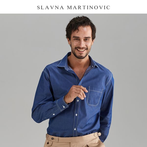 slavna martinovic autumn and winter new cotton base shirt denim blue business casual men's long-sleeved shirt, White;black
slavna martinovic autumn and winter new cotton base shirt denim blue business casual men's long-sleeved shirt, White;black