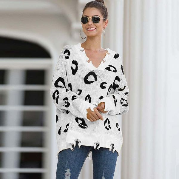 women's sweaters autumn winter leopard sweater women jumper loose v neck pullover ladies knitted long sleeve white knitwear, White;black
women's sweaters autumn winter leopard sweater women jumper loose v neck pullover ladies knitted long sleeve white knitwear, White;black