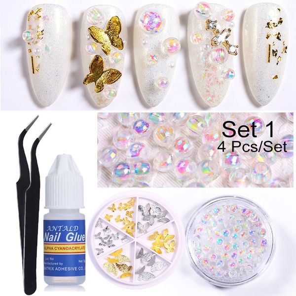 4 pcs/set butterfly nail rhinestones nail decoration wheels beads tweezer glue art accessories kit, Silver;gold
4 pcs/set butterfly nail rhinestones nail decoration wheels beads tweezer glue art accessories kit, Silver;gold