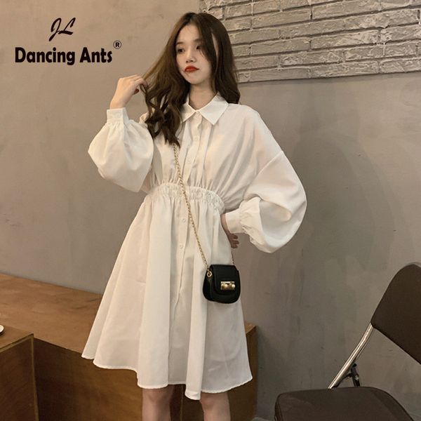 women a-line dress turn-down collar long sleeve knee-length dresses 2020 spring preppy elastic waist single breasted vestidos, Black;gray
women a-line dress turn-down collar long sleeve knee-length dresses 2020 spring preppy elastic waist single breasted vestidos, Black;gray