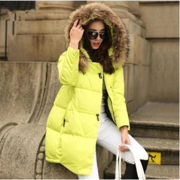 2019 women winter warm hooded jacket thicker long zipper fur collar winter coats plus size padded outwear, Black 
2019 women winter warm hooded jacket thicker long zipper fur collar winter coats plus size padded outwear, Black