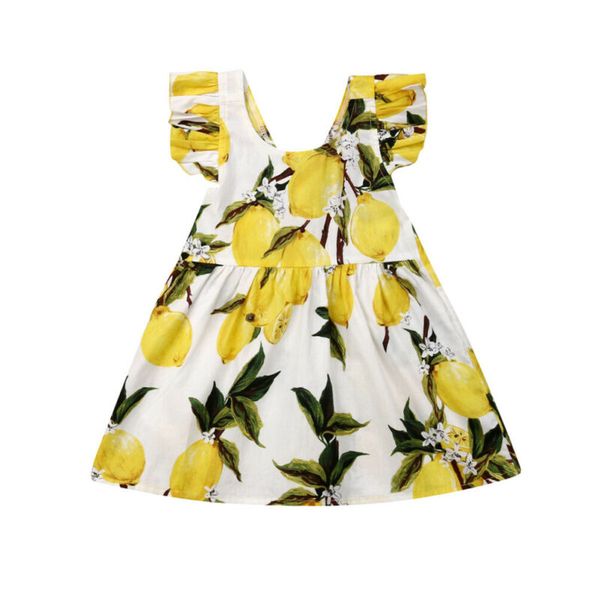 summer toddler kid baby girl clothes sleeveless ruffle lemon print dress 1-6y baby clothes summer toddler kid baby girl clothes sleeveless ruffle lemon print dress 1-6y baby clothes