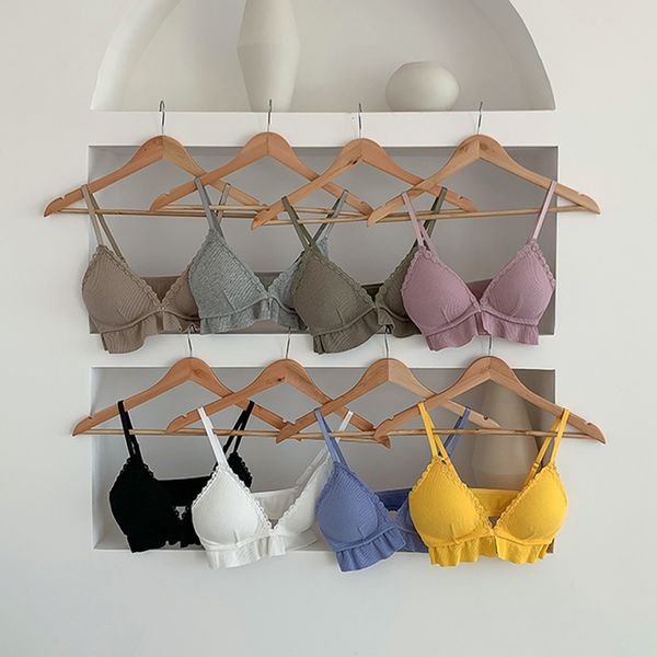 2020 new women cotton bra ruffles lingerie wireless bralette 8 color bras crop brassiere cute girl small cup underwear, Red;black
2020 new women cotton bra ruffles lingerie wireless bralette 8 color bras crop brassiere cute girl small cup underwear, Red;black
