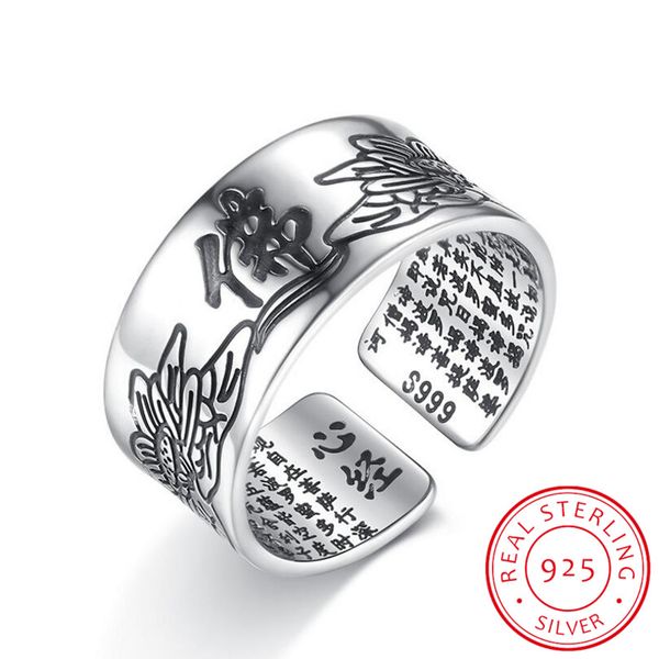925 sterling silver jewelry vintage amulet buddha lotus baltic buddhist scriptures opening rings for men women s-r90, Golden;silver
925 sterling silver jewelry vintage amulet buddha lotus baltic buddhist scriptures opening rings for men women s-r90, Golden;silver