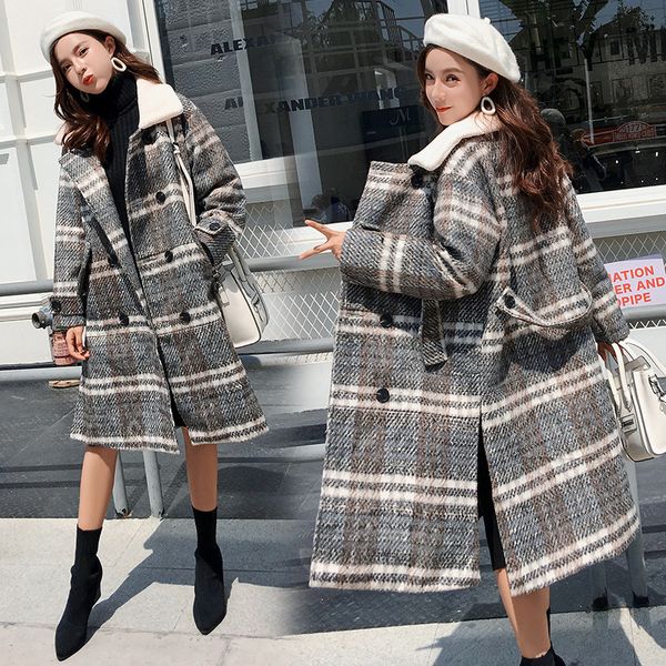 office lady loose women long winter wool blend coat turn-down collar wool coat and jacket double breasted outerwear, Black
office lady loose women long winter wool blend coat turn-down collar wool coat and jacket double breasted outerwear, Black