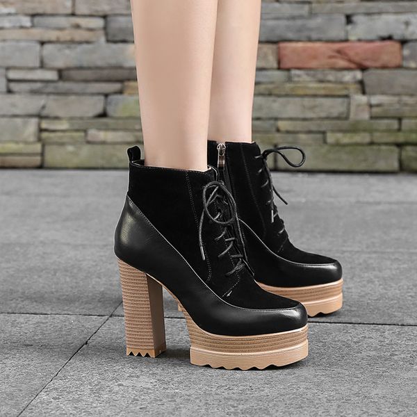 ymechic 2018 plus size ladies shoes punk rock lace up street platform boots chunky block ultrahigh heels lady gothic ankle boots, Black
ymechic 2018 plus size ladies shoes punk rock lace up street platform boots chunky block ultrahigh heels lady gothic ankle boots, Black