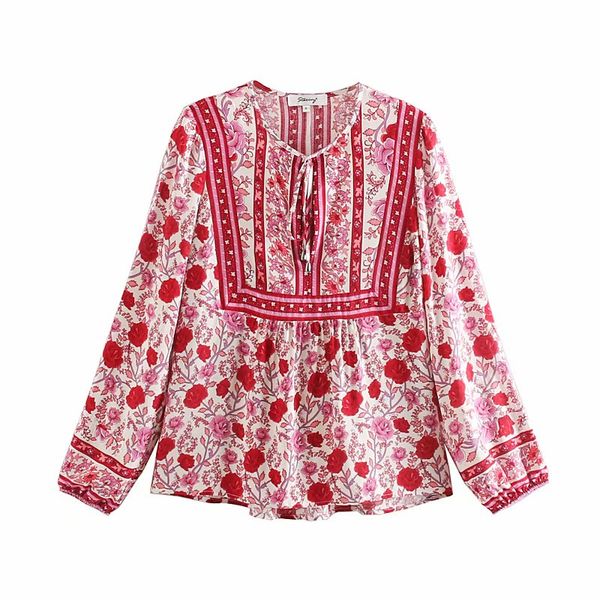 new women bohemian long sleeve position floral print beach wear blouses female bow tied shirts casual blusas chic ls6060, White
new women bohemian long sleeve position floral print beach wear blouses female bow tied shirts casual blusas chic ls6060, White