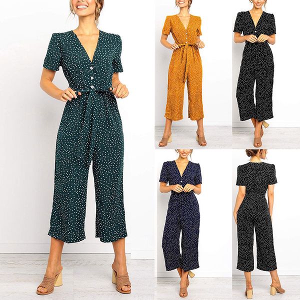 women polka dot holiday long playsuit rompers ladies v-neck button wide leg jumpsuit gdd99, Black;white
women polka dot holiday long playsuit rompers ladies v-neck button wide leg jumpsuit gdd99, Black;white