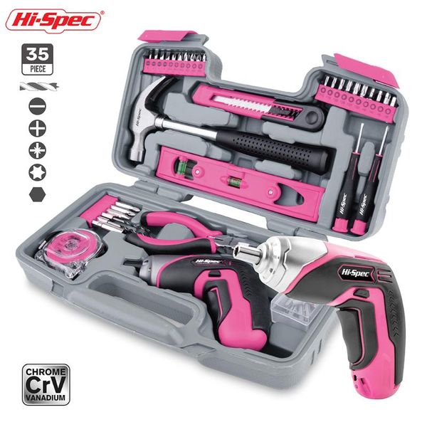 hi-spec 35pc 4v usb electric screwdriver li-ion pink home household tool set hand tool kit for gril lady women
hi-spec 35pc 4v usb electric screwdriver li-ion pink home household tool set hand tool kit for gril lady women