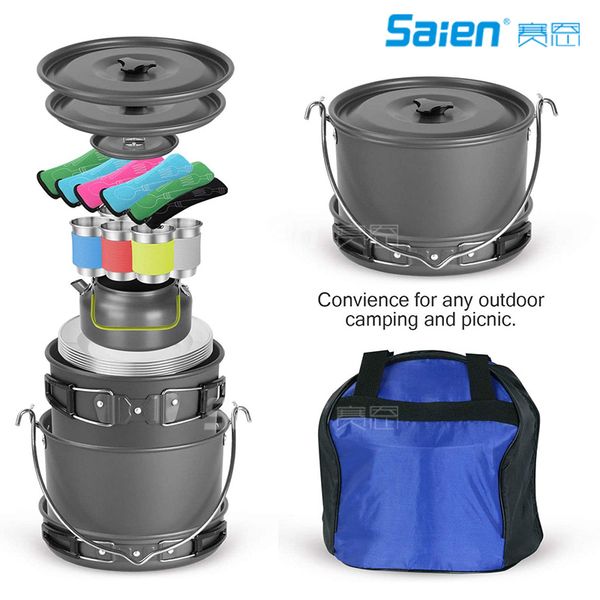 39pcs camping cookware mess kit for 6 and more, large size hanging pot pan kettle cups dishes forks spoons kit for outdoor camping hiking
39pcs camping cookware mess kit for 6 and more, large size hanging pot pan kettle cups dishes forks spoons kit for outdoor camping hiking