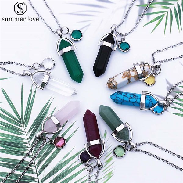 natural stone bullet glass crystal pendant necklace birthday stone pendant stainless steel chain necklaces for women birthday gift-z, Silver
natural stone bullet glass crystal pendant necklace birthday stone pendant stainless steel chain necklaces for women birthday gift-z, Silver