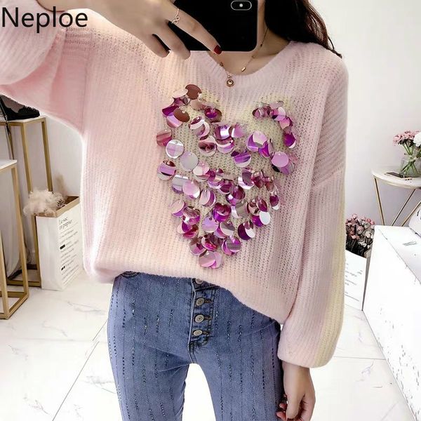 neploe 2019 autumn knitwear long sleeve pull jumpers love heart sequined pullover sweater women oversized knitted 56049, White;black
neploe 2019 autumn knitwear long sleeve pull jumpers love heart sequined pullover sweater women oversized knitted 56049, White;black