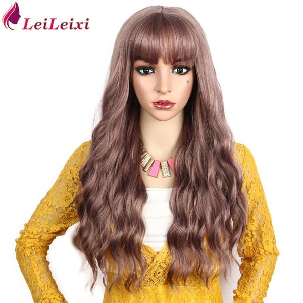 long wavy wig with air bangs grey pink color silky full heat resistant synthetic wig for women party cosplay body wavy, Black
long wavy wig with air bangs grey pink color silky full heat resistant synthetic wig for women party cosplay body wavy, Black