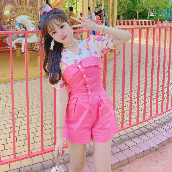 floral chiffon shirt pink rompers two-piece set 2020 the new kawaii girly heart sweet student harajuku college style women, White
floral chiffon shirt pink rompers two-piece set 2020 the new kawaii girly heart sweet student harajuku college style women, White