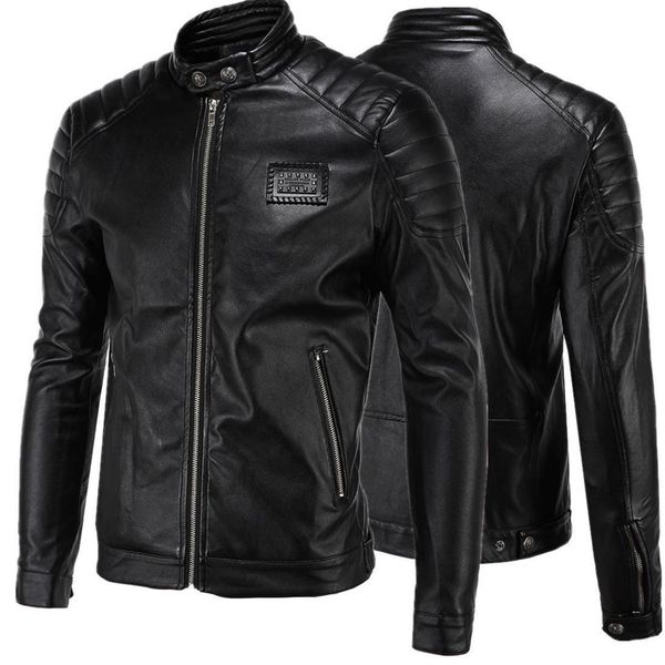 2018 autumn and winter men's wear leather coat carrie leather simple locomotive korean-style stand collar large siz, Black
2018 autumn and winter men's wear leather coat carrie leather simple locomotive korean-style stand collar large siz, Black