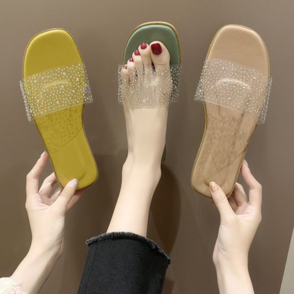 crystal slippers women wear 2020 summer new flat bottom fashion wild fairy net red explosion models wet water slippers, Black
crystal slippers women wear 2020 summer new flat bottom fashion wild fairy net red explosion models wet water slippers, Black