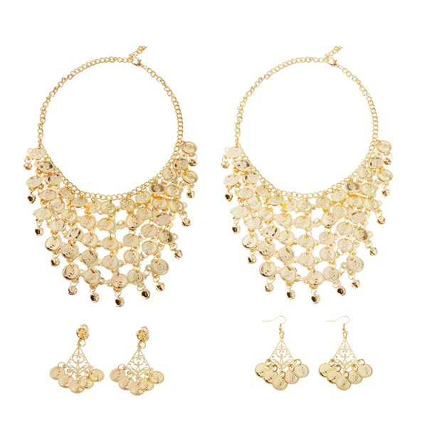 2 sets women gypsy belly dance jewelry set necklace earrings dangle earrings, Blue
2 sets women gypsy belly dance jewelry set necklace earrings dangle earrings, Blue