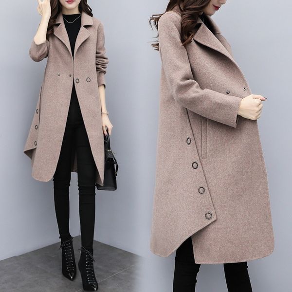2019 winter coat women wide lapel belt pocket wool blend coat oversize long trench outwear wool women, Black
2019 winter coat women wide lapel belt pocket wool blend coat oversize long trench outwear wool women, Black