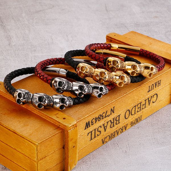 link, chain cowhide red bracelet men punk rock mens bracelets gold stainless steel & 6mm leather wrap bangle biker jewelry gothic, Black
link, chain cowhide red bracelet men punk rock mens bracelets gold stainless steel & 6mm leather wrap bangle biker jewelry gothic, Black