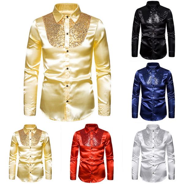 oeak men nightclub disco dance party prom costumes sequin shirt men christmas wedding party dress long sleeve shirts, White;black
oeak men nightclub disco dance party prom costumes sequin shirt men christmas wedding party dress long sleeve shirts, White;black