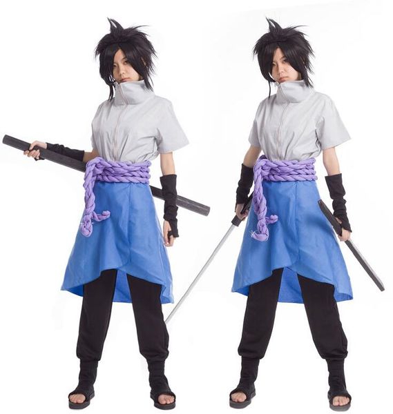 

naruto shippuden uchiha sasuke the 4th greatest ninja war kimono suit anime cosplay costume, Black