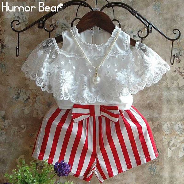 humor bear kids clothes summer girls clothing sets bud silk lace short sleeves + red stripe shorts 2pcs children's clothing, White
humor bear kids clothes summer girls clothing sets bud silk lace short sleeves + red stripe shorts 2pcs children's clothing, White