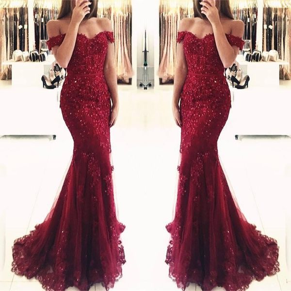 evening dresses 2020 burgundy lace mermaid appliques off shoulder vestido de festa beaded sequins long prom dress, Black;red
evening dresses 2020 burgundy lace mermaid appliques off shoulder vestido de festa beaded sequins long prom dress, Black;red