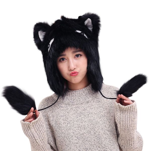 ladies winter hat plush fake thick cute cartoon hat ear protectors warm plush ear-lifting cap toy #3, Blue;gray
ladies winter hat plush fake thick cute cartoon hat ear protectors warm plush ear-lifting cap toy #3, Blue;gray