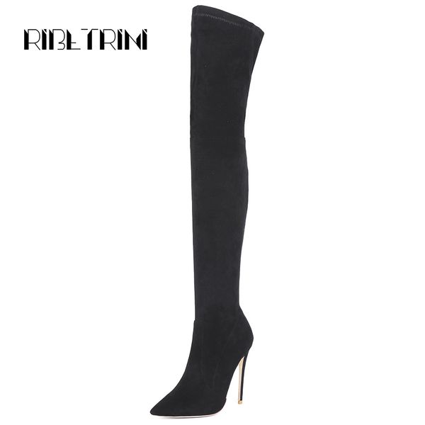 ribetrini over knee thigh high long boots for women pointed toe party wedding shoes woman slim thin high heel boots 2019, Black
ribetrini over knee thigh high long boots for women pointed toe party wedding shoes woman slim thin high heel boots 2019, Black
