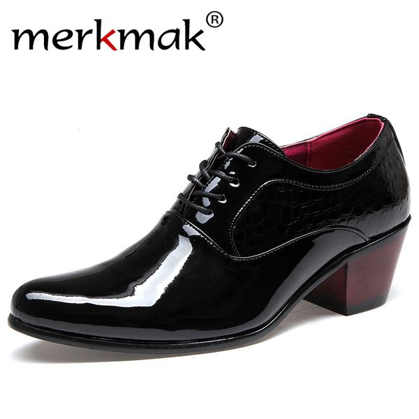 merkmak men dress wedding shoes patent glossy leather 6cm high heels fashion pointed toe heighten oxford shoes party prom, Black
merkmak men dress wedding shoes patent glossy leather 6cm high heels fashion pointed toe heighten oxford shoes party prom, Black