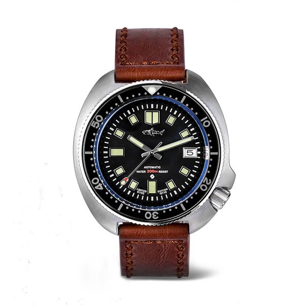 vintage tuna 6105 diving watches business casual automatic mechanical leather strap 200m waterproof swimming sports watch male, Slivery;brown
vintage tuna 6105 diving watches business casual automatic mechanical leather strap 200m waterproof swimming sports watch male, Slivery;brown