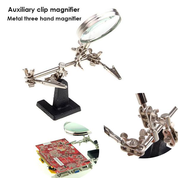 501 silver clamp desk lamp magnifying welding magnifier lens auxiliary clip metal three hands repair durable hand desktools
501 silver clamp desk lamp magnifying welding magnifier lens auxiliary clip metal three hands repair durable hand desktools