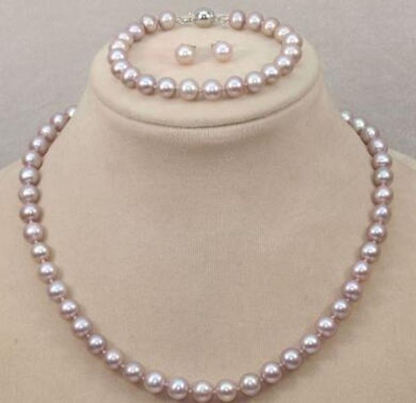 9-10mm natural south seas pink purple pearl necklace bracelet earrings, Black
9-10mm natural south seas pink purple pearl necklace bracelet earrings, Black