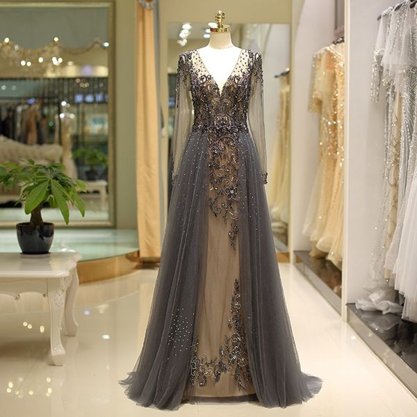 women prom dresses 2019 long sleeves plus size dos de gala gray beading crystal deep v-neck evening gowns ing, Black
women prom dresses 2019 long sleeves plus size dos de gala gray beading crystal deep v-neck evening gowns ing, Black