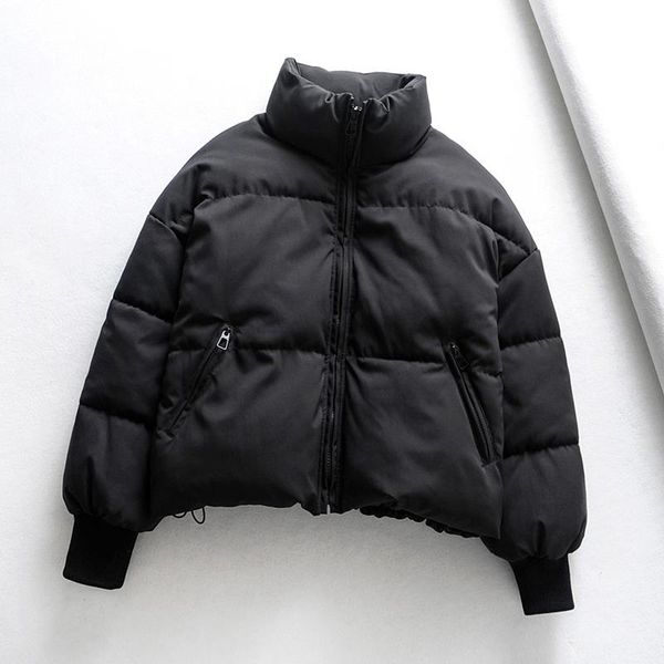 new women solid short parkas khaki oversize loose warm winter jackets padded zipper pockets thick cotton coats, Black
new women solid short parkas khaki oversize loose warm winter jackets padded zipper pockets thick cotton coats, Black