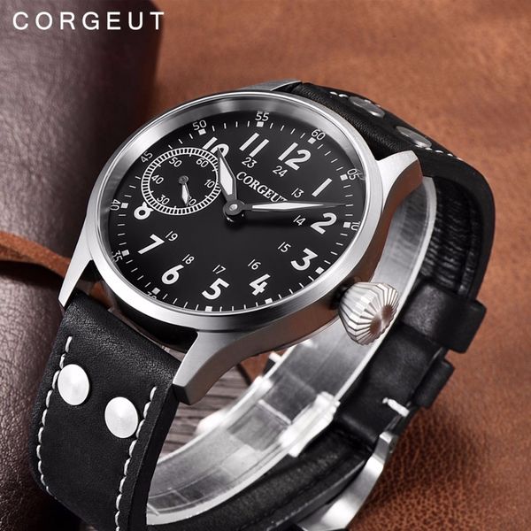 corgeut fashion leather mechanical wrist watch 17 jewels hand winding 6497 st3600 leather luminous watches luxury brand, Slivery;brown
corgeut fashion leather mechanical wrist watch 17 jewels hand winding 6497 st3600 leather luminous watches luxury brand, Slivery;brown