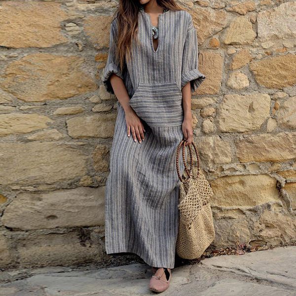 long sleeve dress women designer clothes 2019 autumn women striped dress v neck long sleeve vintage casual plus size vestidos, Black;gray
long sleeve dress women designer clothes 2019 autumn women striped dress v neck long sleeve vintage casual plus size vestidos, Black;gray