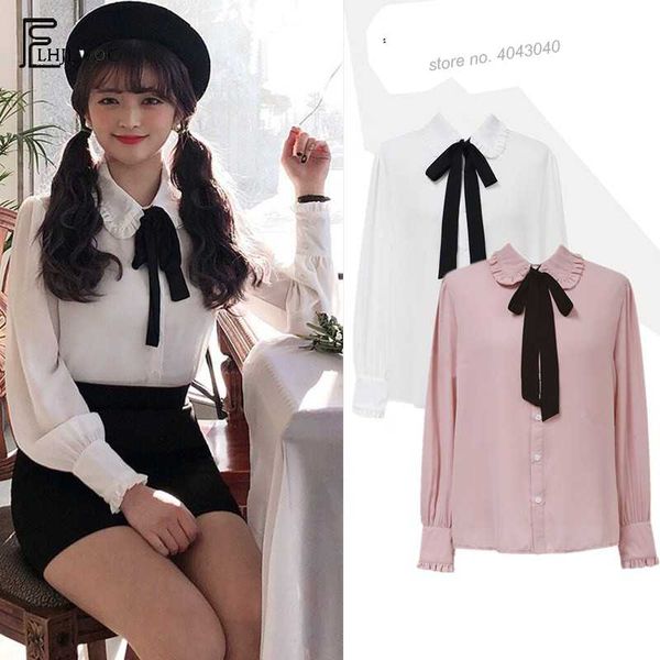autumn basic shirts blouses women vintage long sleeve korea cute sweet peter pan collar pink bow tie button shirt 130, White
autumn basic shirts blouses women vintage long sleeve korea cute sweet peter pan collar pink bow tie button shirt 130, White