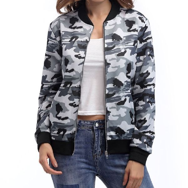 2020 autumn women green gray camouflage jackets fashion long sleeve o-neck pockets zipper outerwear coats female jacket, Black;brown
2020 autumn women green gray camouflage jackets fashion long sleeve o-neck pockets zipper outerwear coats female jacket, Black;brown