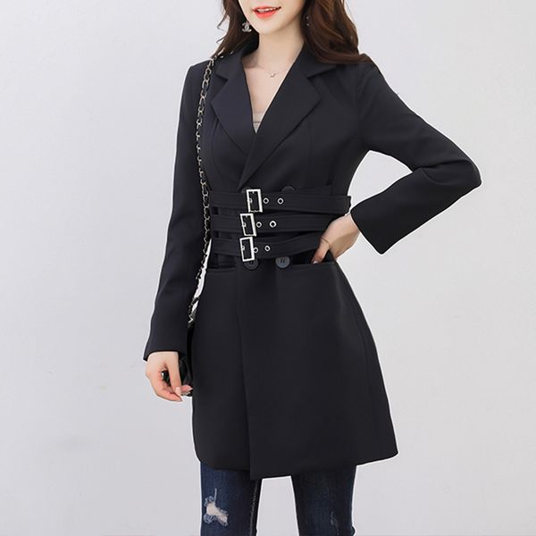 spring casual women blazer lapel long sleeve double breasted bandage sashes slim black female coat 2019 fashion clothes, White;black
spring casual women blazer lapel long sleeve double breasted bandage sashes slim black female coat 2019 fashion clothes, White;black