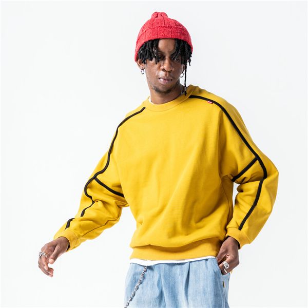 bright yellow hoodie men pullover sweatshirt with black binding hip pop streetwear off shoulder
bright yellow hoodie men pullover sweatshirt with black binding hip pop streetwear off shoulder