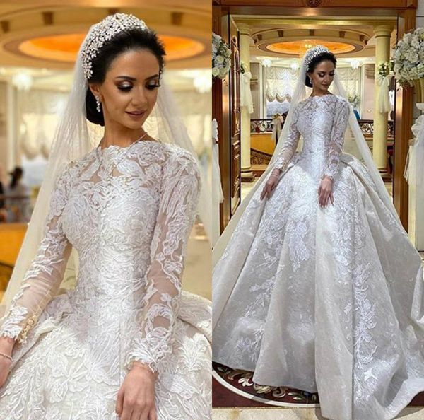 luxury modest ball gown wedding dresses jewel neck lace appliqued long sleeves wedding gowns saudi arabian dubai bridal dress, White
luxury modest ball gown wedding dresses jewel neck lace appliqued long sleeves wedding gowns saudi arabian dubai bridal dress, White