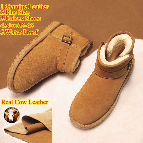 genuine leather waterproof womens mens snow boots winter boots plus size men's short high-cotton shoes women, Black
genuine leather waterproof womens mens snow boots winter boots plus size men's short high-cotton shoes women, Black